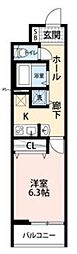 リーブルファイン獨協大学前2号棟 1Kの間取図画像