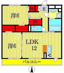 ルミエール中央 2LDKの間取図画像