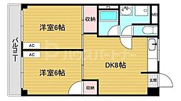 コーポ詩苑 2DKの間取図画像