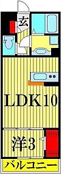 ヘリオス吉川美南ウラノス 1LDKの間取図画像