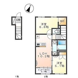草加市青柳6丁目アパート新築工事 2LDKの間取図画像
