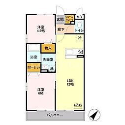 キャッソル嵯峨 2LDKの間取図画像