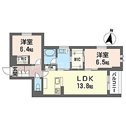グランツ エーデル 2LDKの間取図画像
