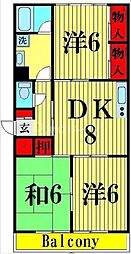エクセレンスアライ 3DKの間取図画像