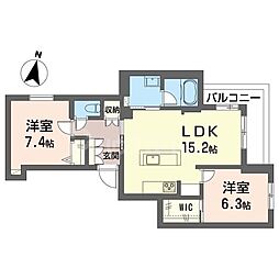 アリア カルマティ 2LDKの間取図画像