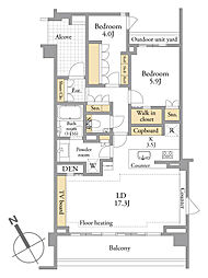 ザ・パークハウス大崎 2LDKの間取図画像