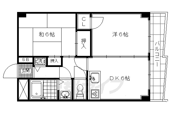 アクエルド金閣寺 302｜京都府京都市北区衣笠御所ノ内町(賃貸マンション2DK・3階・36.61㎡)の写真 その2