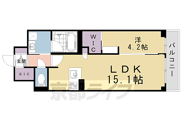 シャーメゾン京都御所西 203｜京都府京都市上京区梅屋町(賃貸マンション1LDK・2階・51.38㎡)の写真 その2