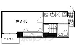 エスペレ西陣 5階1Kの間取り