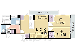 グランディールA&N2 2LDKの間取図画像