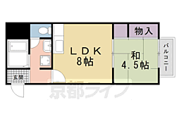 グリーンヴェール大徳寺 1LDKの間取図画像