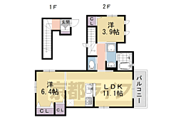 シャーメゾン河原町五条 2LDKの間取図画像