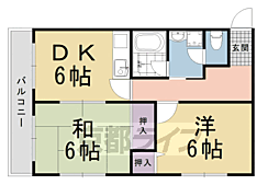 トマーテ西京極1 2DKの間取図画像