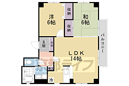 カーサ紫明 2LDKの間取図画像