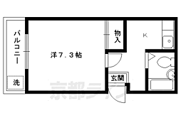 コスモハイツ大心院町 1Kの間取図画像