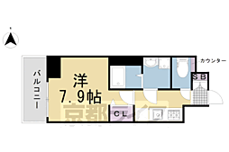プレサンス京都北野白梅町 1Kの間取図画像