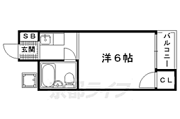 プチシャトー紫野 1Kの間取図画像