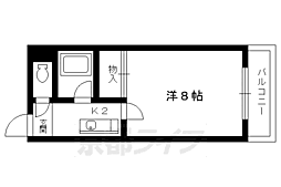 コスモハイツ河原町 1Kの間取図画像