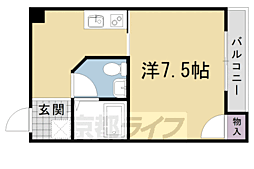 アールグランツ北大路 1Kの間取図画像