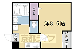 スプリングス壬生 1Kの間取図画像