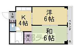 嶋本第2マンション 2Kの間取図画像