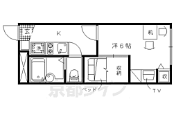 レオパレスグローバル3 1Kの間取図画像
