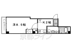 フラッティ西陣 1Kの間取図画像