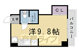 ロイヤル河原町五条 ワンルームの間取図画像