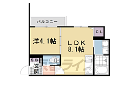 LIX京都桂川 1LDKの間取図画像
