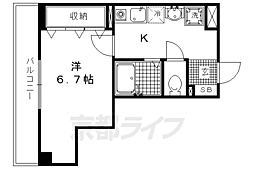 紫野ユー・ピー・ディービル 1Kの間取図画像