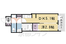 エンゼルプラザ京都太秦 1DKの間取図画像