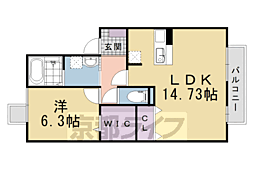 キャトルフィーユ向日町 1LDKの間取図画像