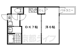 フォルトゥーナ中堂寺 1DKの間取図画像