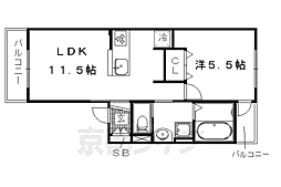 エントランスライフ上門前 1LDKの間取図画像