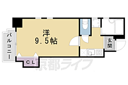 ルサフィール西大路 1Kの間取図画像