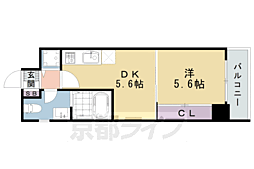 アクアプレイス京都洛南 1DKの間取図画像