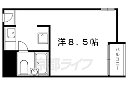 テラッセ糺の森 1Kの間取図画像