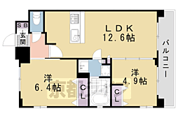 CRYSTALGLANZ京都西大路 2LDKの間取図画像