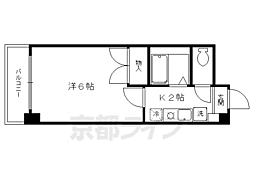 ピュア衣笠 1Kの間取図画像