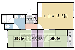 嵐山ロイアルハイツ3号棟 2LDKの間取図画像