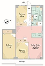 ネオコーポ磯子丸山 3LDKの間取図画像
