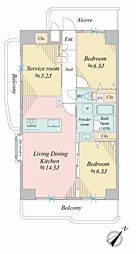戸塚第2ダイヤモンドマンション 2SLDKの間取図画像
