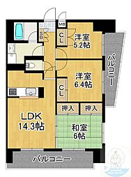 パインパレス 3LDKの間取図画像