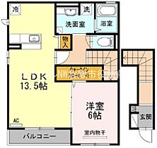 サニーサイド　Ｃ棟  ｜ 岡山県倉敷市沖新町（賃貸アパート1LDK・2階・55.11㎡） その2