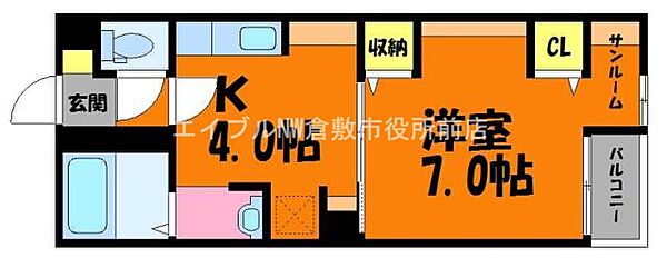 スカイコートマンションII ｜岡山県倉敷市徳芳(賃貸マンション1K・3階・28.20㎡)の写真 その2