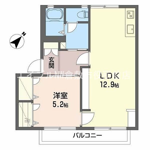 サンフォルテ　A棟 ｜岡山県倉敷市上富井(賃貸アパート1LDK・2階・43.75㎡)の写真 その2