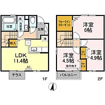 グランチェスタ白楽 105 ｜ 岡山県倉敷市白楽町634-3（賃貸テラスハウス3LDK・1階・69.38㎡） その2