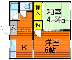 岡山県岡山市南区藤田654-22（賃貸アパート2K・2階・34.78㎡） その2