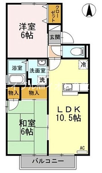 岡山県倉敷市沖(賃貸アパート2LDK・2階・50.39㎡)の写真 その2