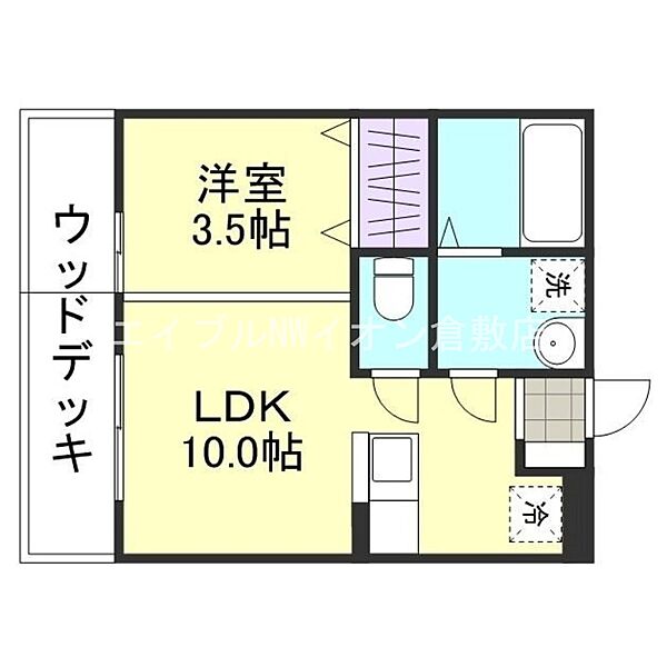 岡山県倉敷市玉島乙島(賃貸アパート1LDK・1階・32.29㎡)の写真 その2